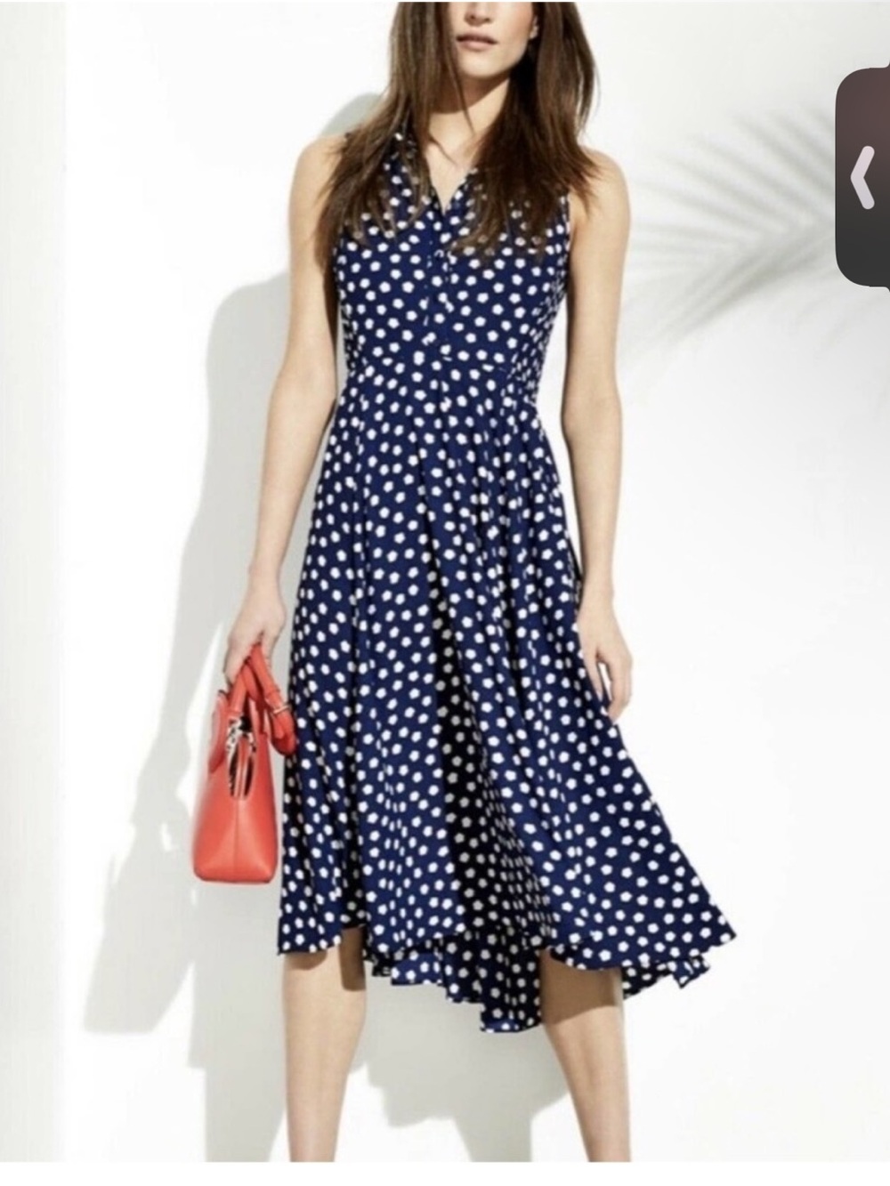 Kate Spade Blue Cloud Dot California Dreaming Sleeveless Midi Dress Polka 6 NWOT